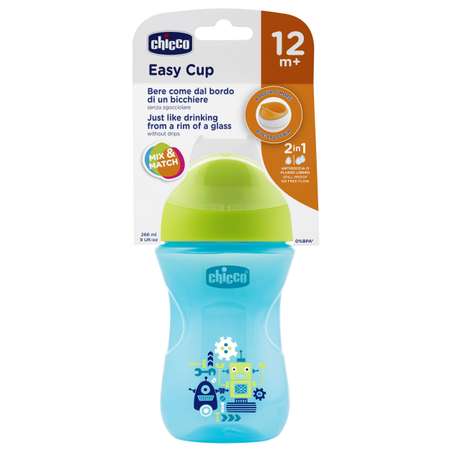 Чашка-поильник Chicco Easy Cup 266 мл с 12 месяцев Синий Робот