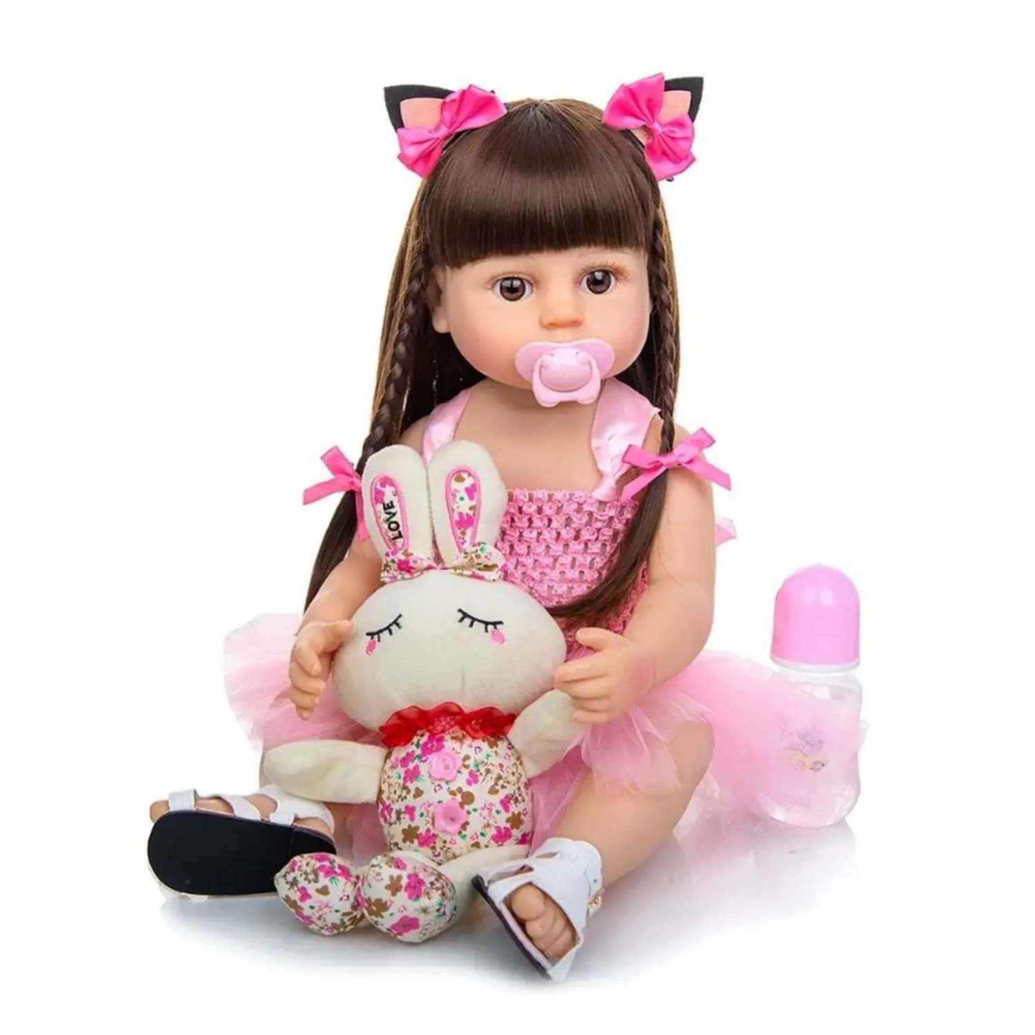 Кукла Реборн Soul Sister виниловая с комплектом одежды и пустышкой пупс для девочек 53 см 88832168 - фото 4