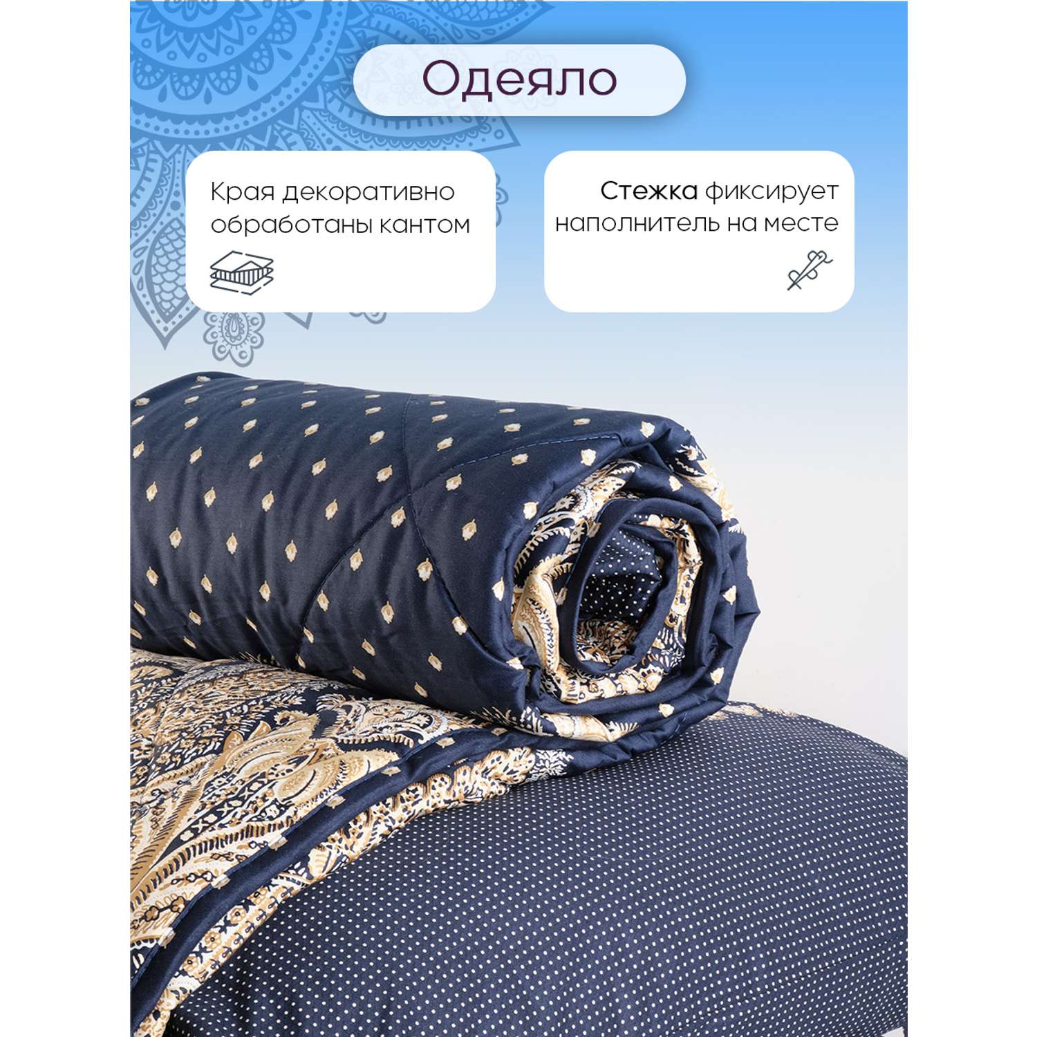 Комплект постельного белья Selena Орлеан полутороспальный премиум сатин наволочка 70х70 см с одеялом - фото 4