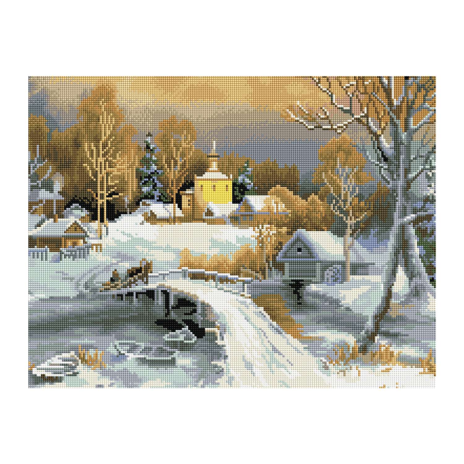 Алмазная мозаика ТРИ СОВЫ Зима в деревне - фото 1