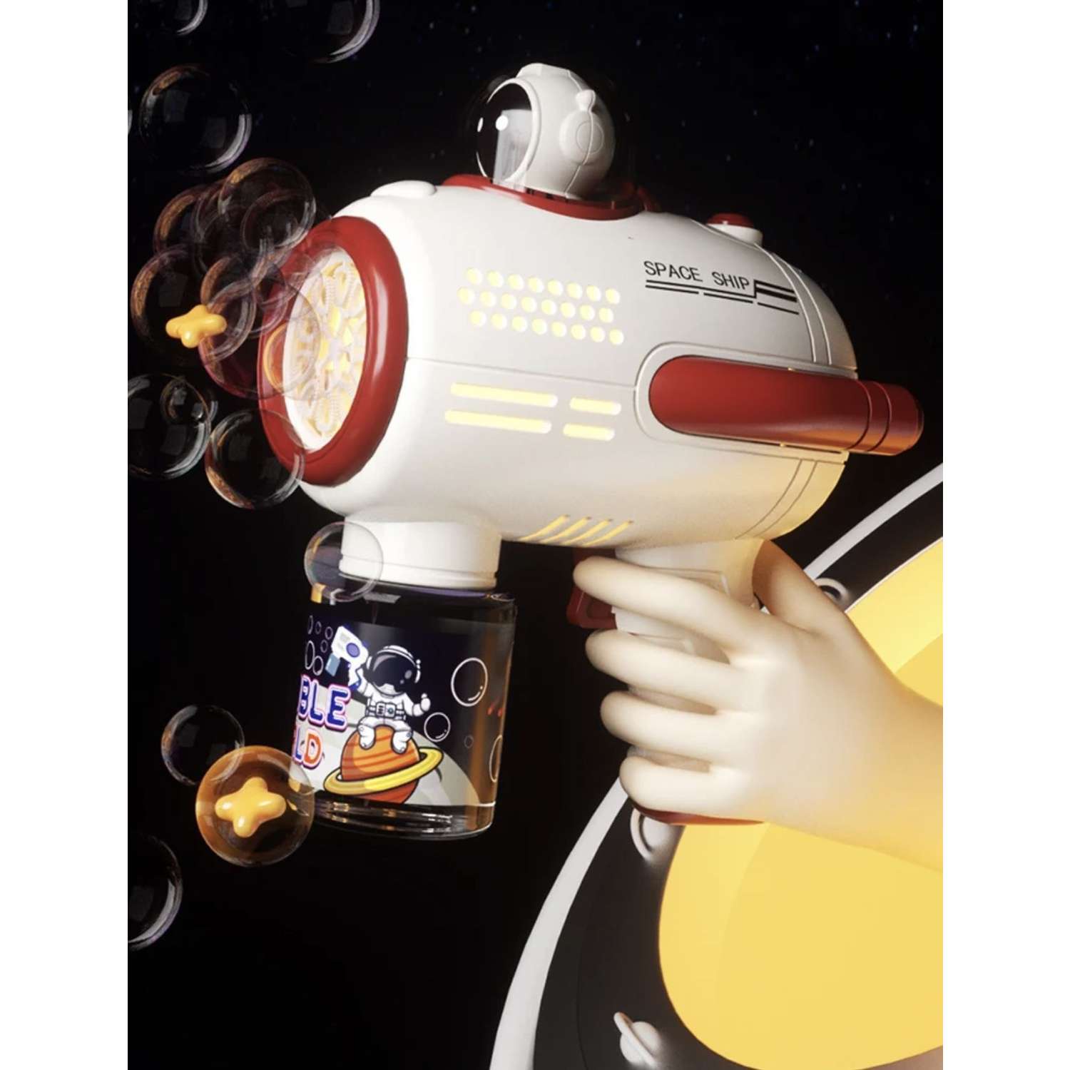 Генератор мыльных пузырей Panawealth International Космический астронавт с подсветкой красный - фото 1
