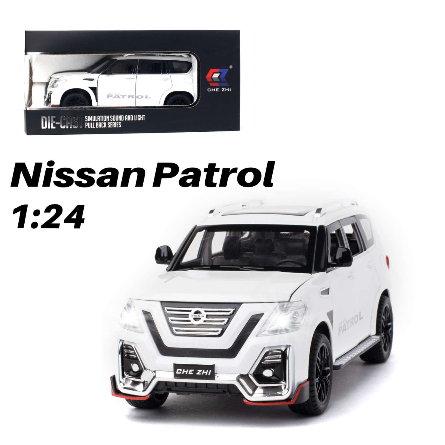 Машинка игрушка железная 1:24 Che Zhi Nissan Patrol CZ136w - фото 1