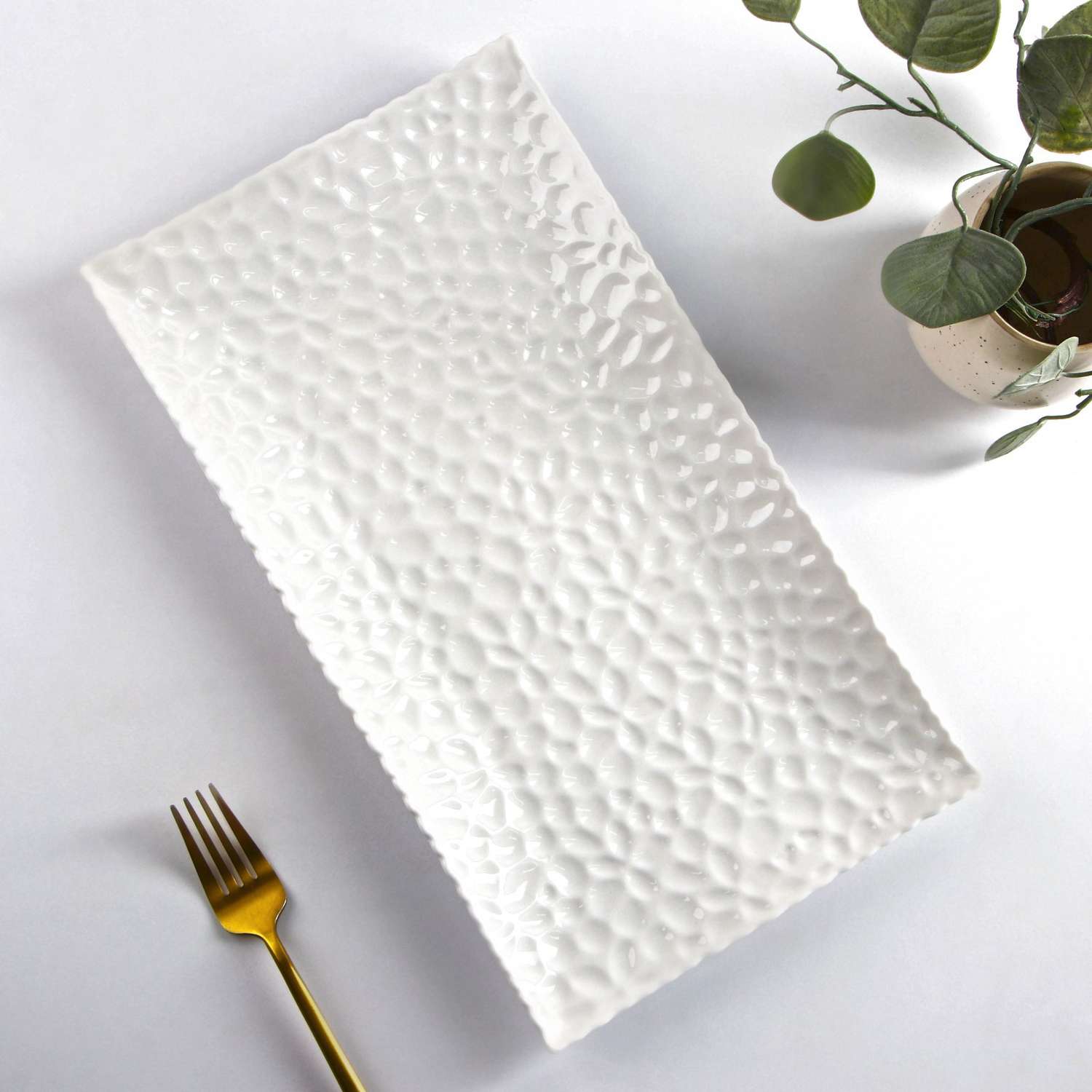 Блюдо Sima-Land керамическое сервировочное «Воздушность» 35.5×19.5 см цвет белый - фото 1