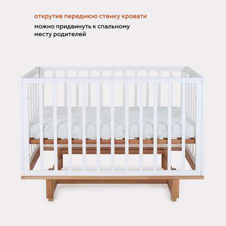 Детская кроватка MOWbaby Lilla прямоугольная, продольный маятник (белый)