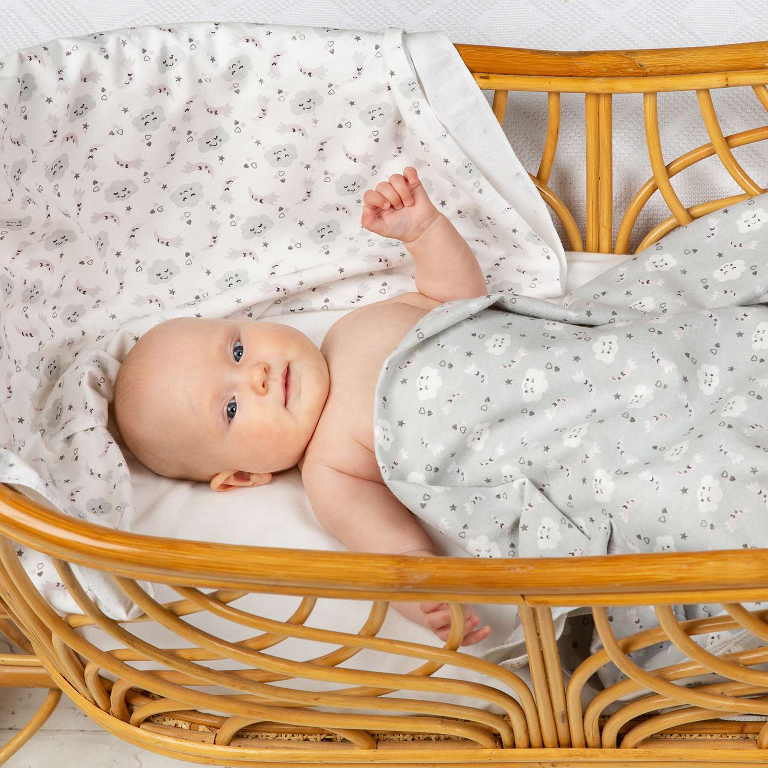 Пеленки фланелевые Чудо-чадо для новорожденных «ЗасыпайКа» 90х120см серый 3 шт - фото 2