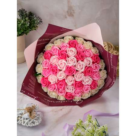 Мыло косметическое SKUINA Букет из 55 мыльных пенных роз
