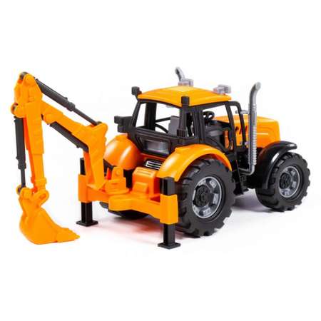 Трактор-экскаватор Полесье инерционный с ковшом оранжевый