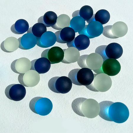 Стеклянные шарики Riota камешки марблс грунт стеклянный Матовые прозрачные Голубые синие белые зеленые 16 мм 30 шт