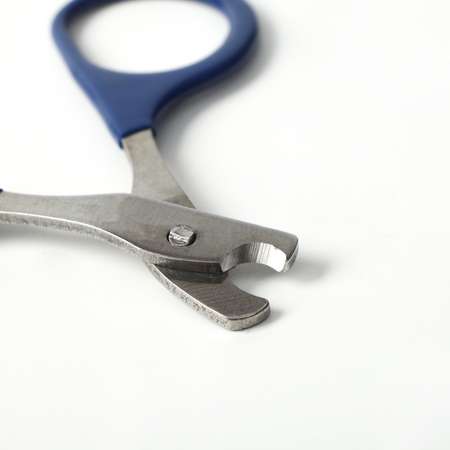 Ножницы-когтерезы Пижон изогнутые с прорезиненными ручками Отверстие 6 мм тёмно-синие