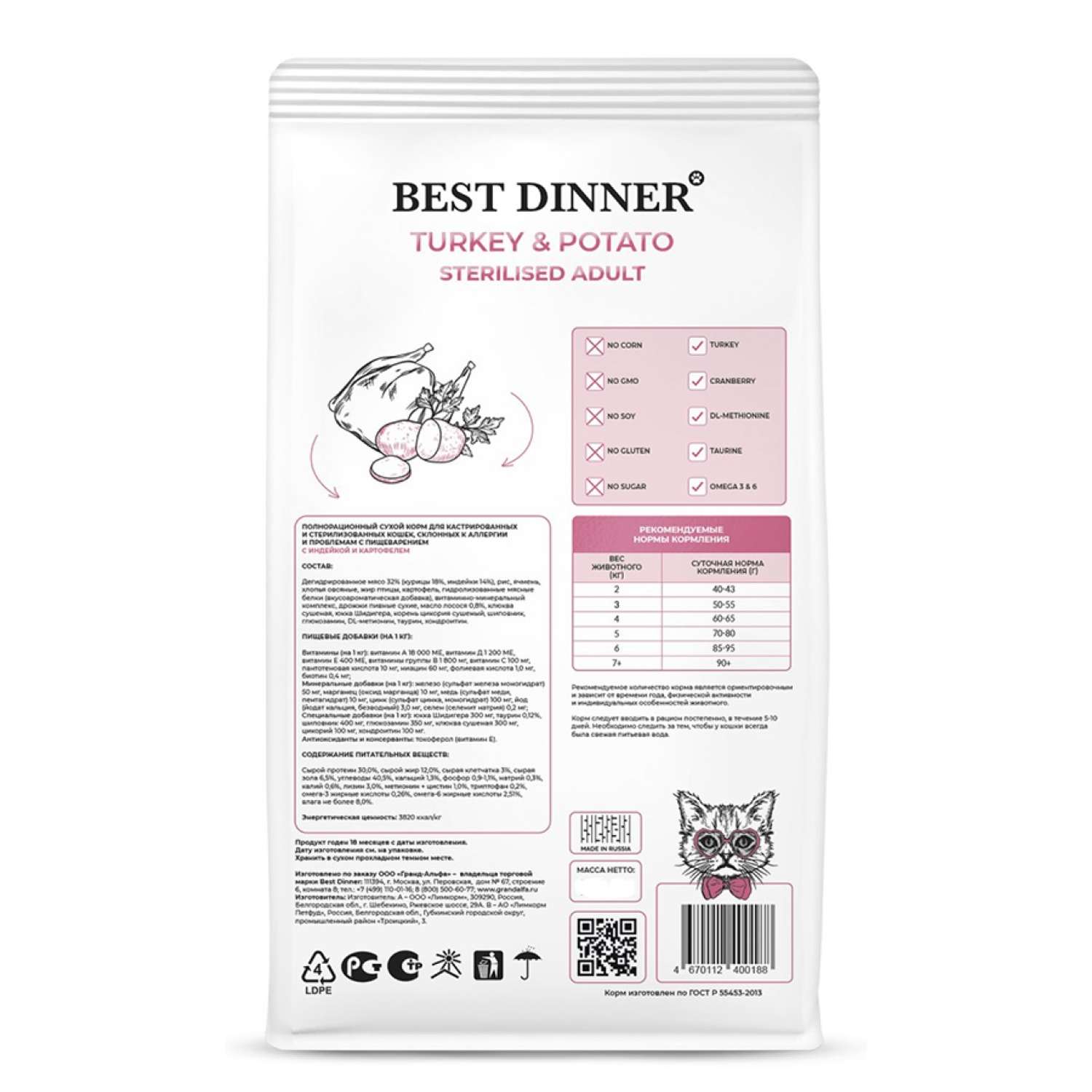 Корм сухой для кошек Best Dinner эдалт стерилизат с индейкой и картофелем 1.5 кг - фото 8