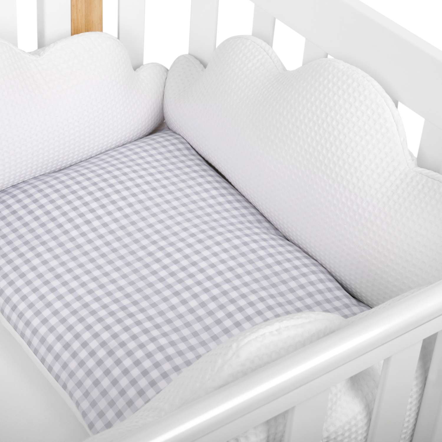 Набор бортиков в кроватку Happy Baby Бортики-облачка на завязках - фото 8