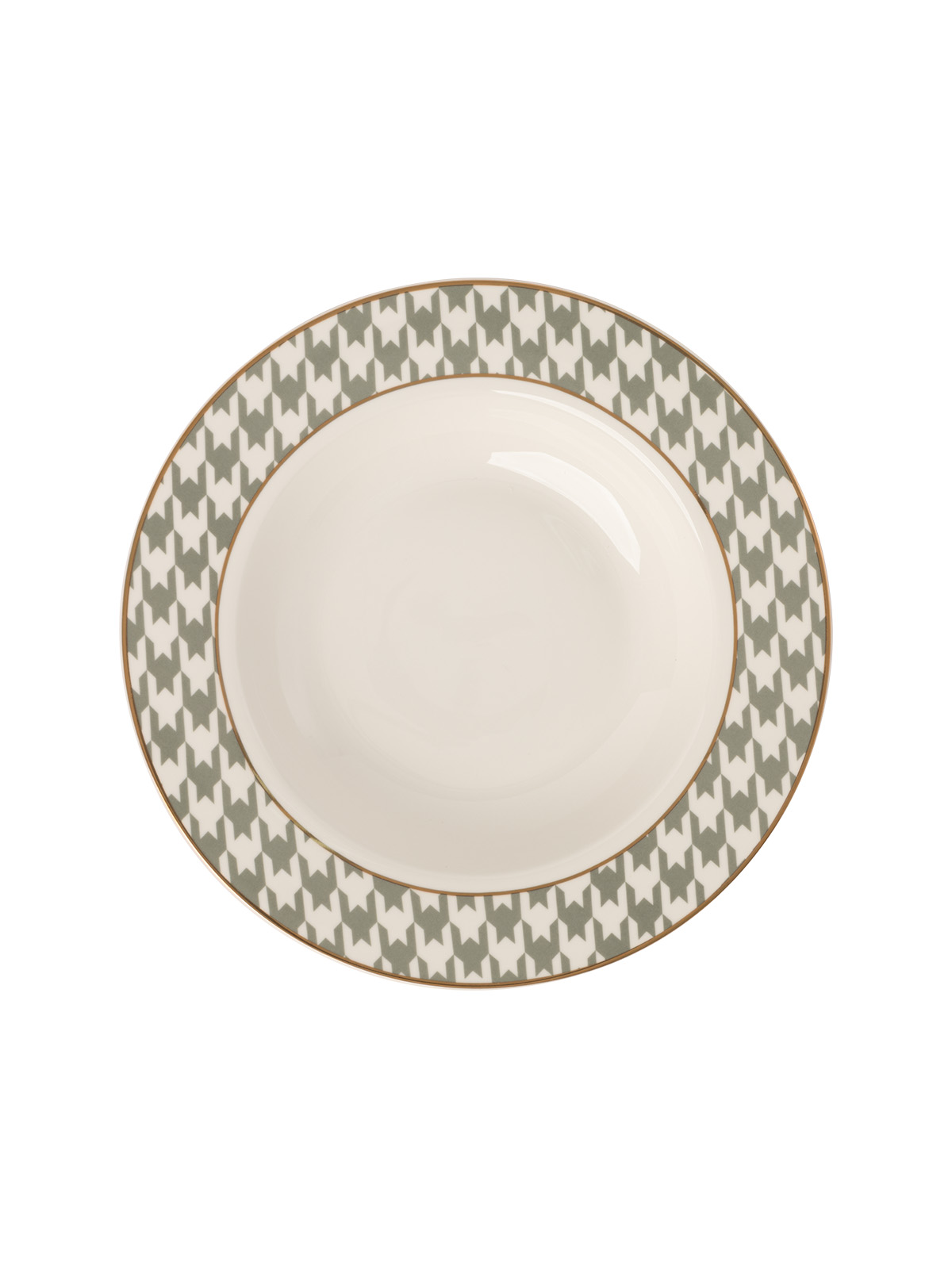 Тарелка DeNASTIA обеденная суповая «Пье-де-пуль» D21.5 см 280мл фарфор белый/мятный CE00464 - фото 4