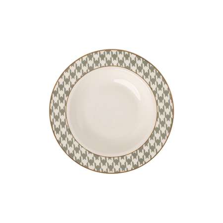 Тарелка DeNASTIA обеденная суповая «Пье-де-пуль» D21.5 см 280мл фарфор белый/мятный CE00464