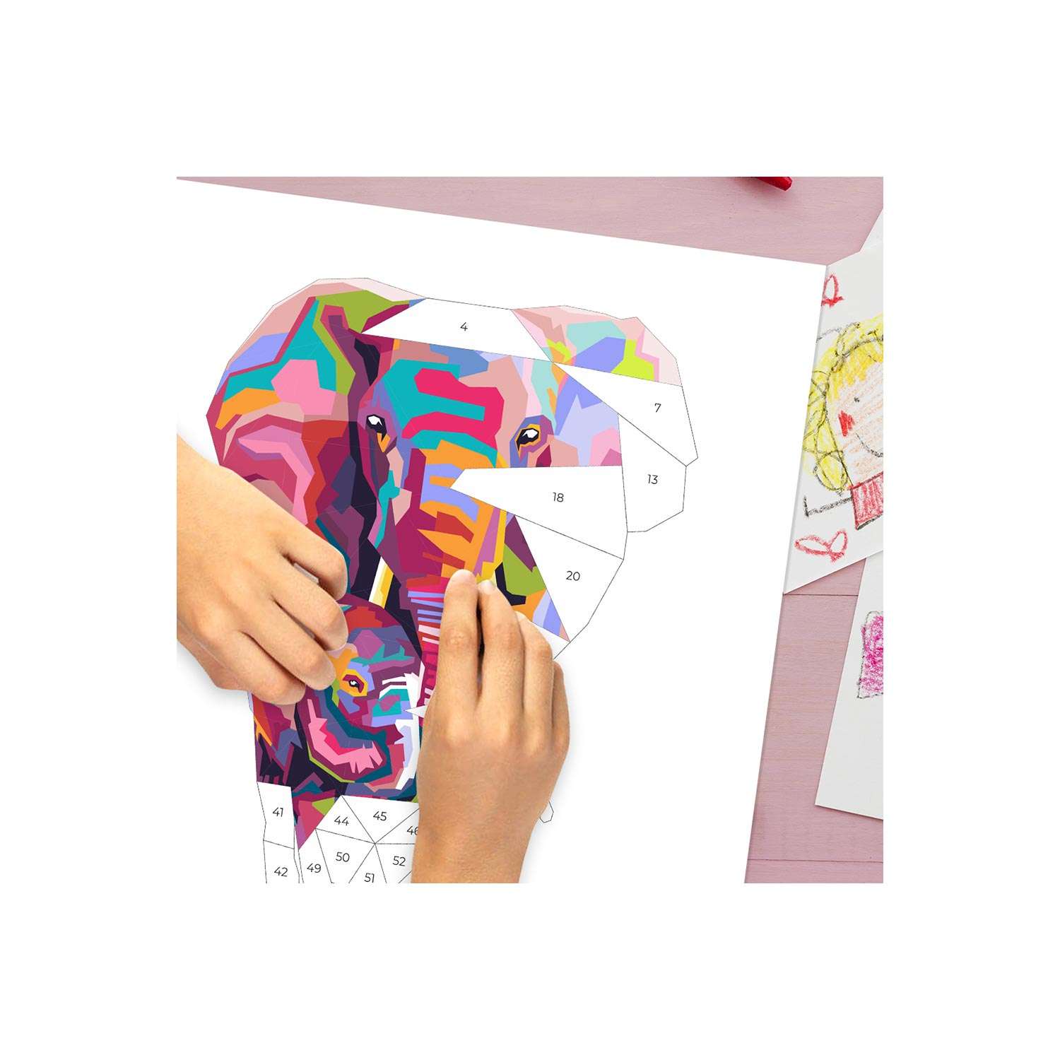 Набор для творчества VEROL Слон рисуем наклейками по номерам - фото 1