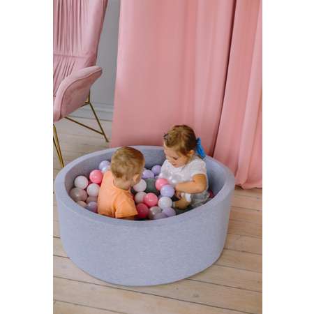 Сухой бассейн Boobo.kids 85х30 см 150 шаров серый меланж+розовый