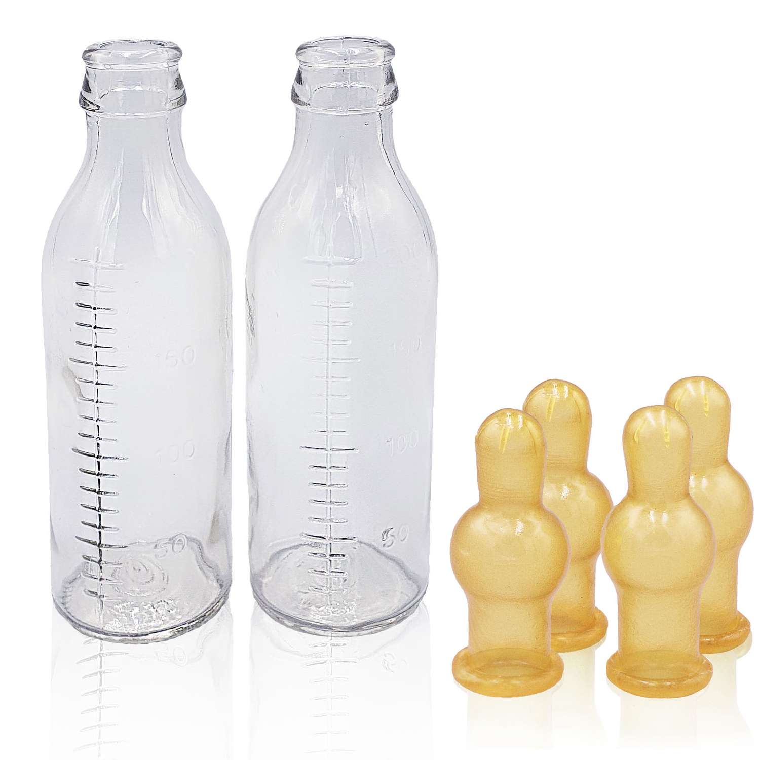 Бутылочки для кормления Littlebloom молочные стеклянные 2 шт латексные соски 4 шт БДМ200 - фото 1