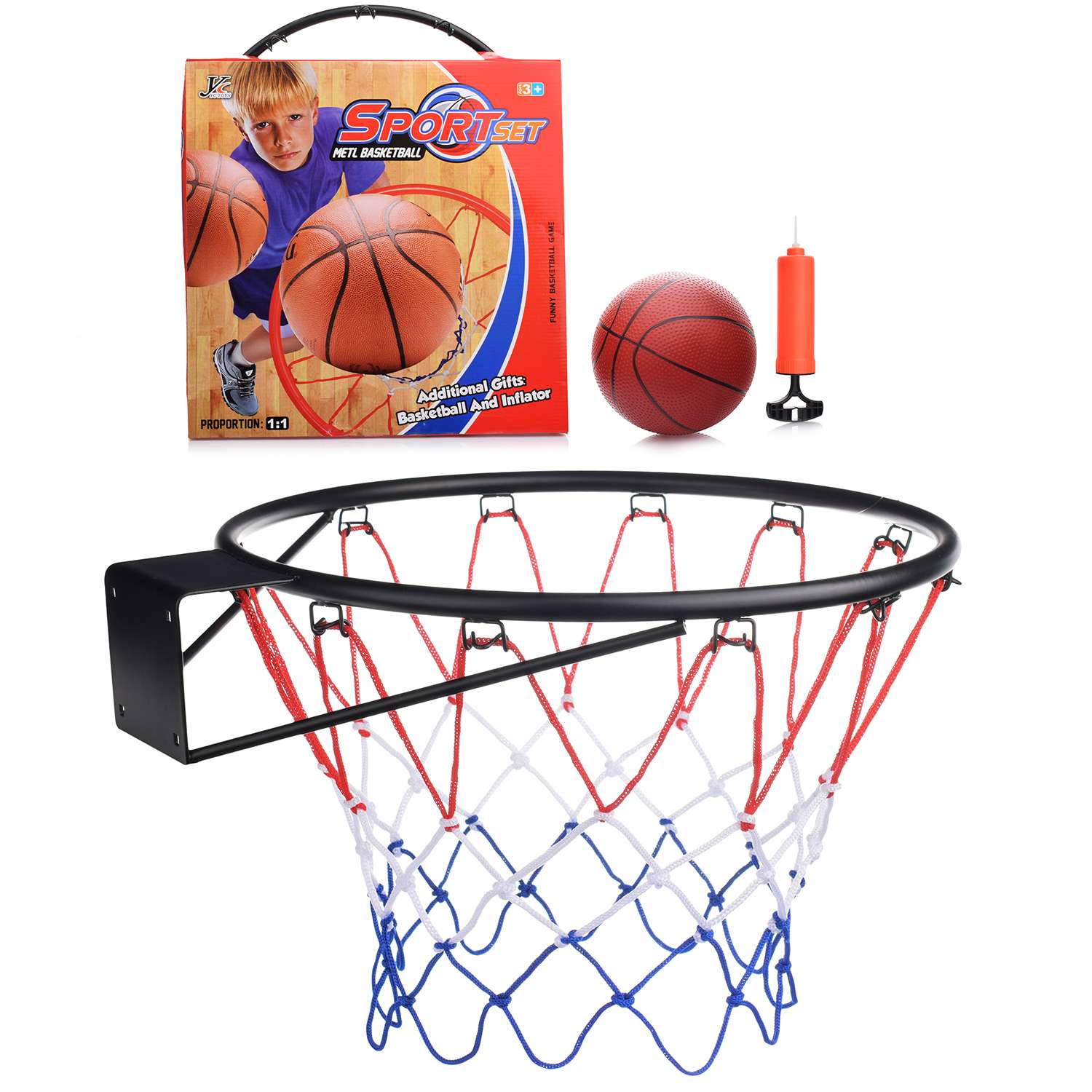 Баскетбольное кольцо Ural Toys металлическое d45 см мяч насос - фото 2
