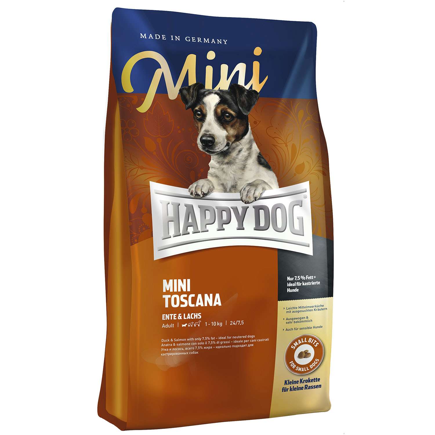 Корм для собак Happy Dog Supreme Mini Тоскана утка-лосось 1кг - фото 1