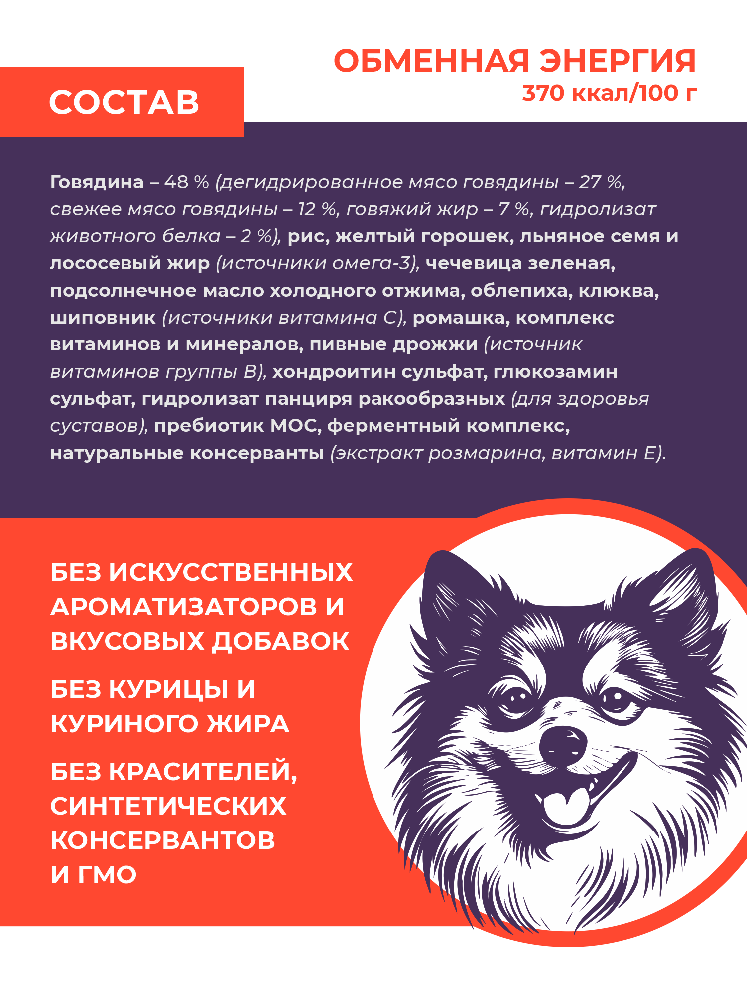 Сухой корм для собак GRANDHOLI Для породы шпиц "Говядина с ягодами" 1,5 кг - фото 3