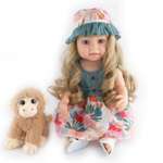 Кукла Junfa В разноцветных платье и шляпке с плюшевой обезьянкой