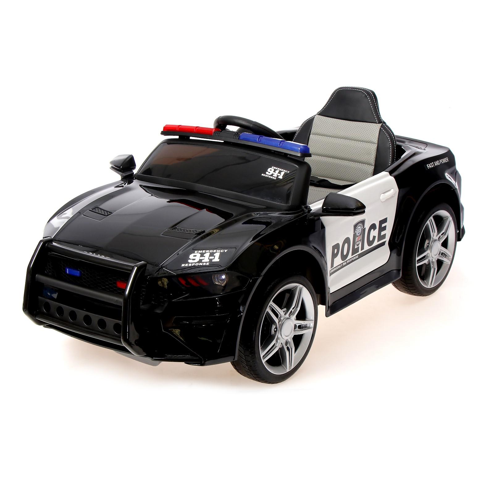 Электромобиль Sima-Land POLICE. EVA колеса кожаное сиденье цвет чёрный глянец - фото 1