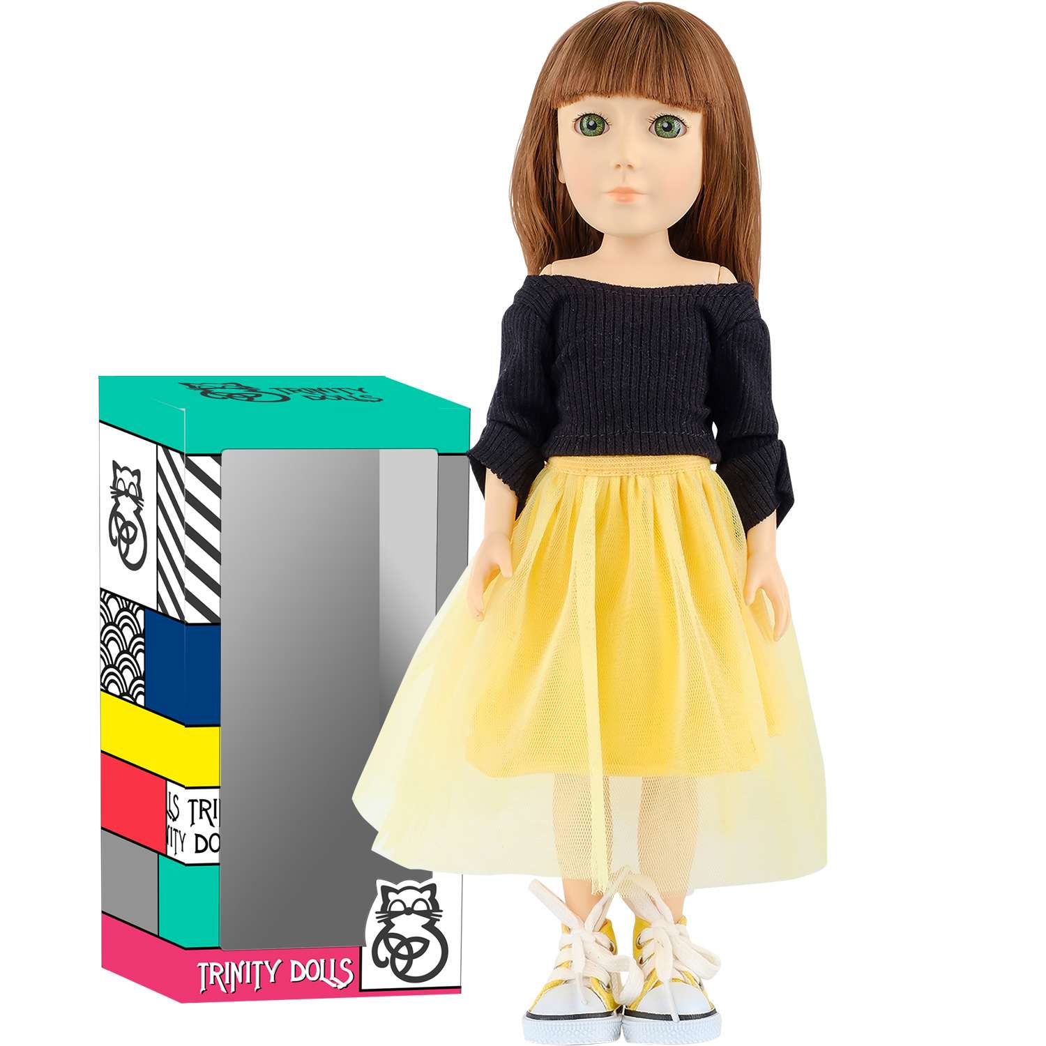 Кукла современная виниловая TRINITY Анико желтая юбка и черная футболка TD860 - фото 1