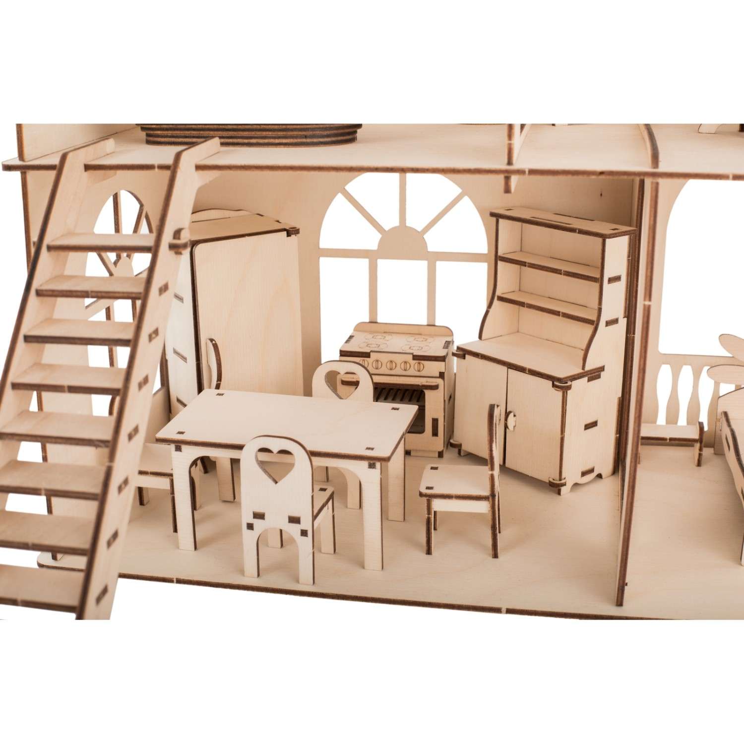 Конструктор ХэппиДом Кукольный домик Коттедж с мебелью Premium HK-D010 - фото 8