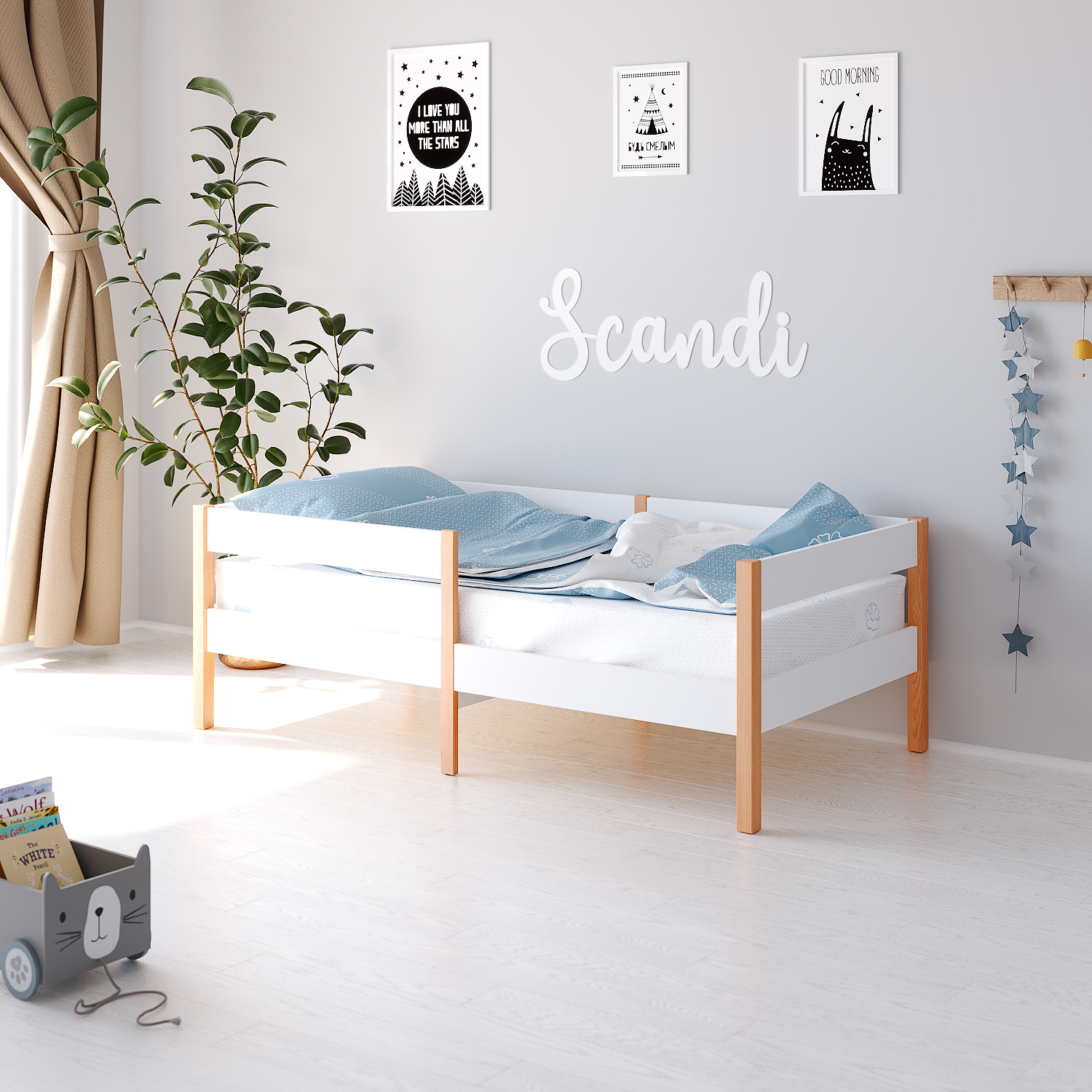 Детская кроватка aton baby furniture Skandi 140x70 белый/бук, - фото 4