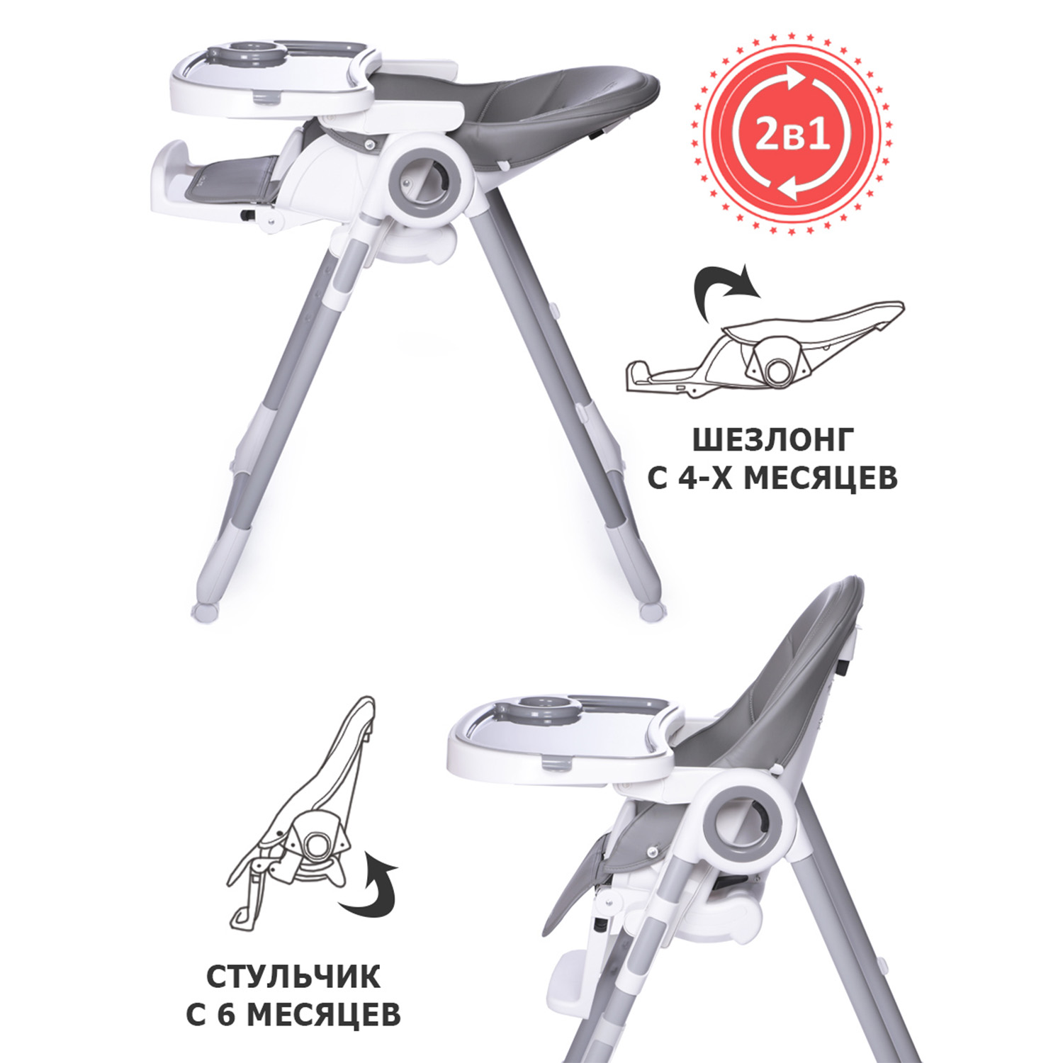 Стульчик Jetem Violino темно серый - фото 3