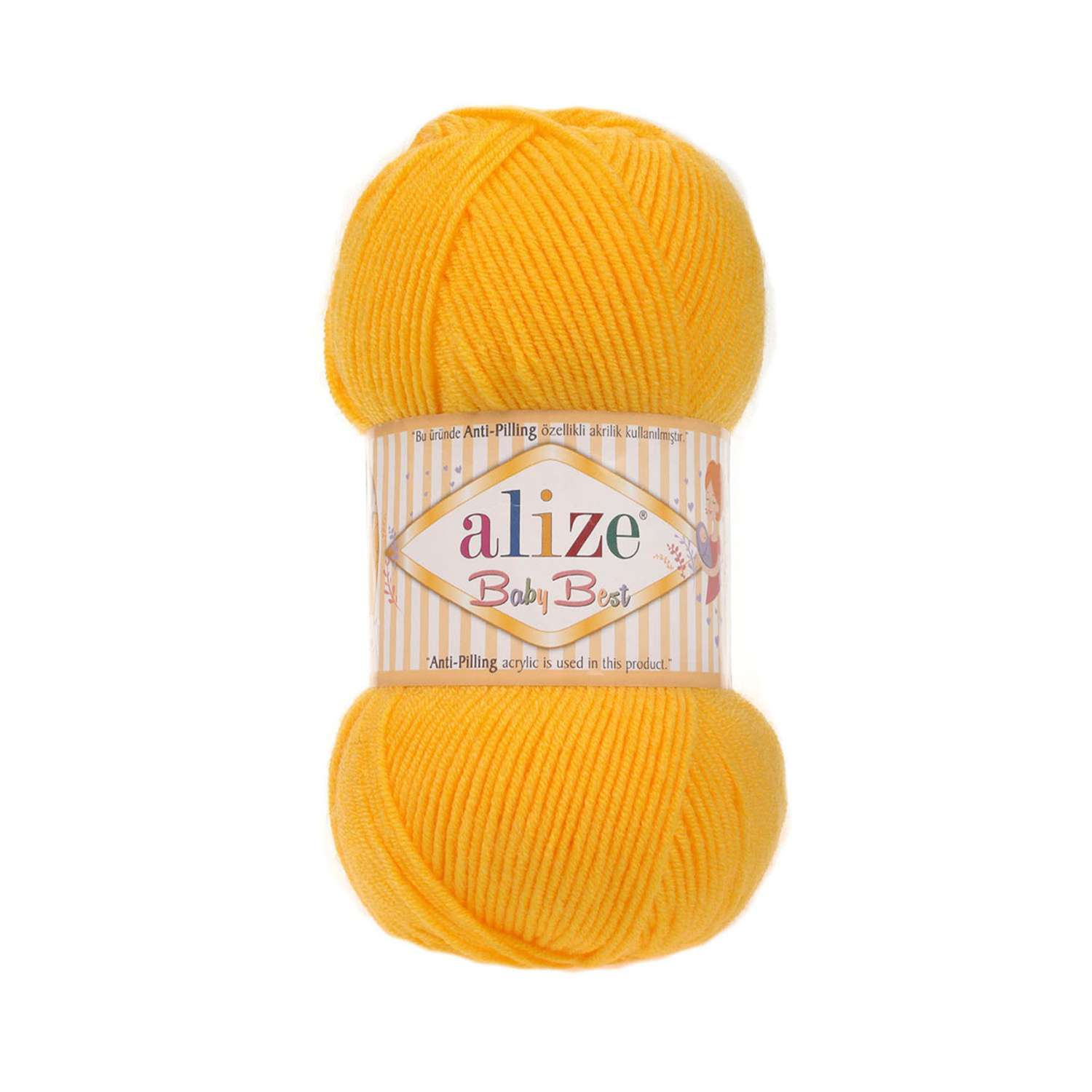 Пряжа для вязания Alize baby best бамбук акрил с эффектом антипиллинг 100 г 240 м 216 темно желтый 5 мотков - фото 5