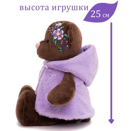 Мягкая игрушка KULT of toys Плюшевый мишка в фиолетовой жилетке 35 cм