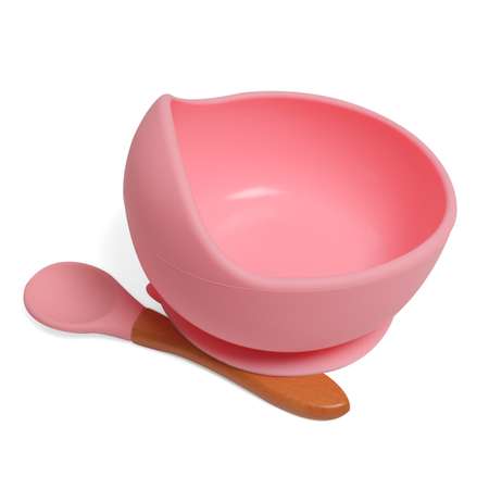 Набор посуды Baby Nice для детей силикон розовый