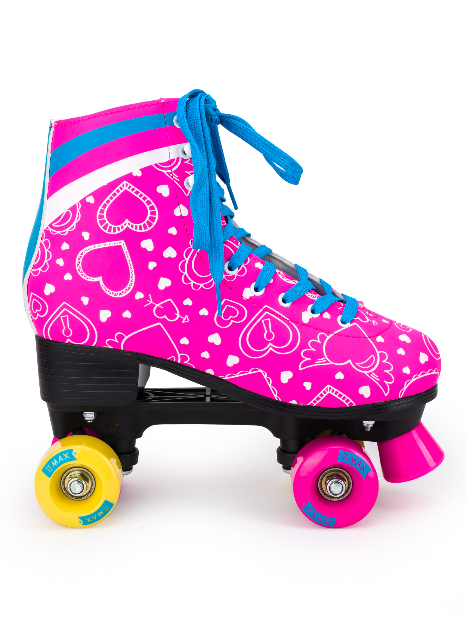 Роликовые коньки SXRide Roller skate YXSKT04BLPN38 цвет розовые с белыми сердечкам размер 38 - фото 2