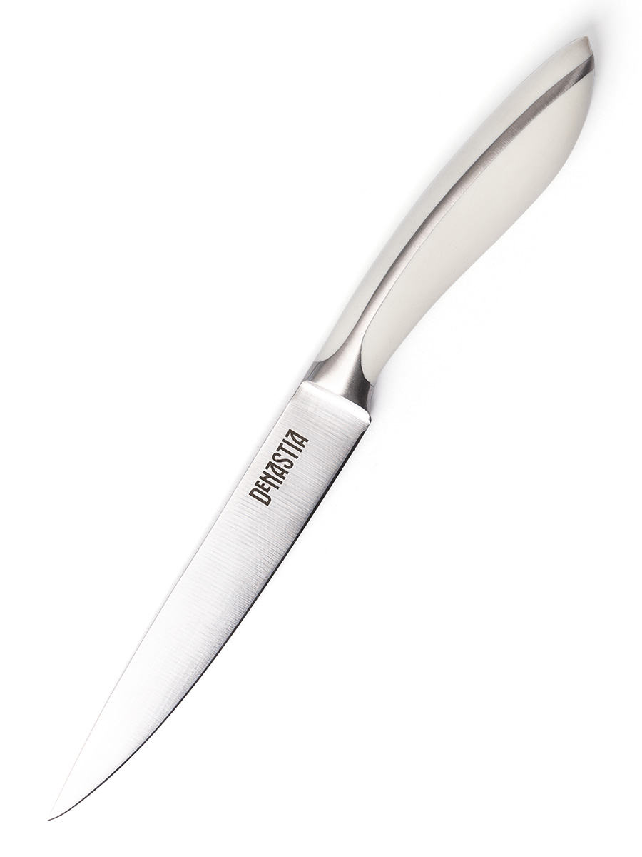 Нож кухонный DeNASTIA универсальный белая ручка длина клинка 13 см - фото 1
