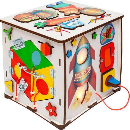 Бизиборд Jolly Kids Куб развивающий со светом «Ракета‎»