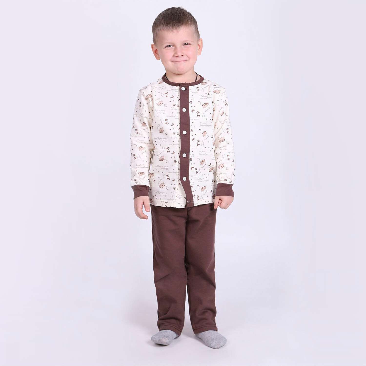 Пижама NEW ELEGANT WORLD 33002-2/коричневый,экрю - фото 1
