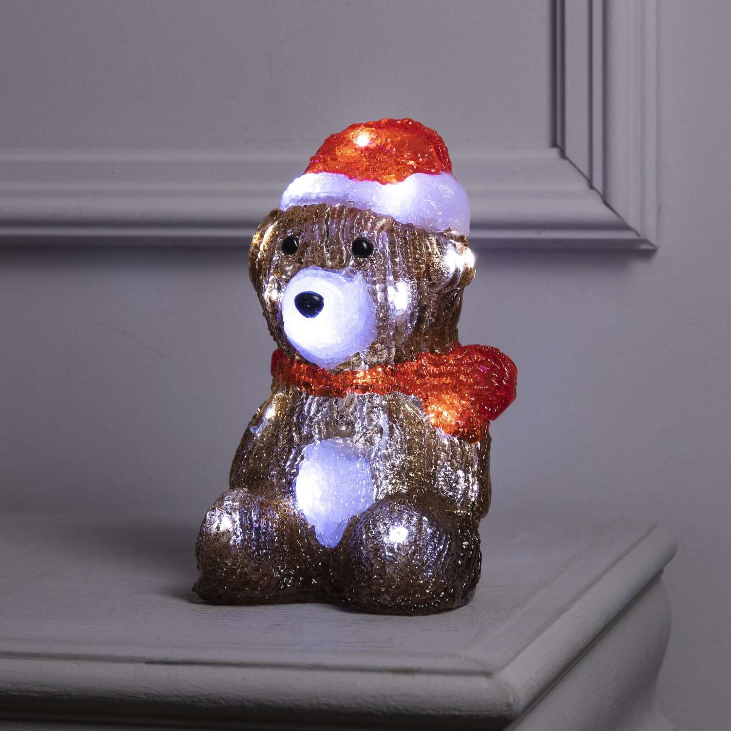 Светодиодная фигура Sima-Land «Медвежонок в шапке» акрил 20 LED батарейки не в комплекте свечение белое - фото 1