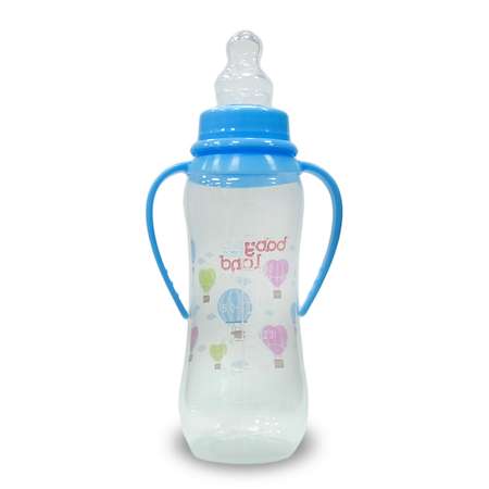 Бутылочка Baby Land с колпачком-игрушкой 240мл с силиконовой анатомической соской Air System голубой