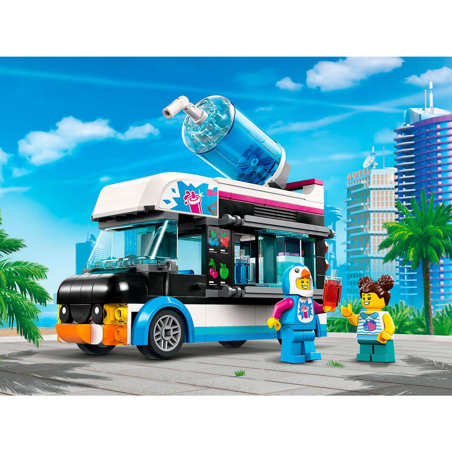 Конструктор детский LEGO City Фургон для шейков Пингвин 60384 - фото 11