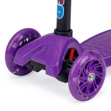 Самокат BABY STYLE детский светящиеся колеса с тормозом до 25 кг фиолетовый