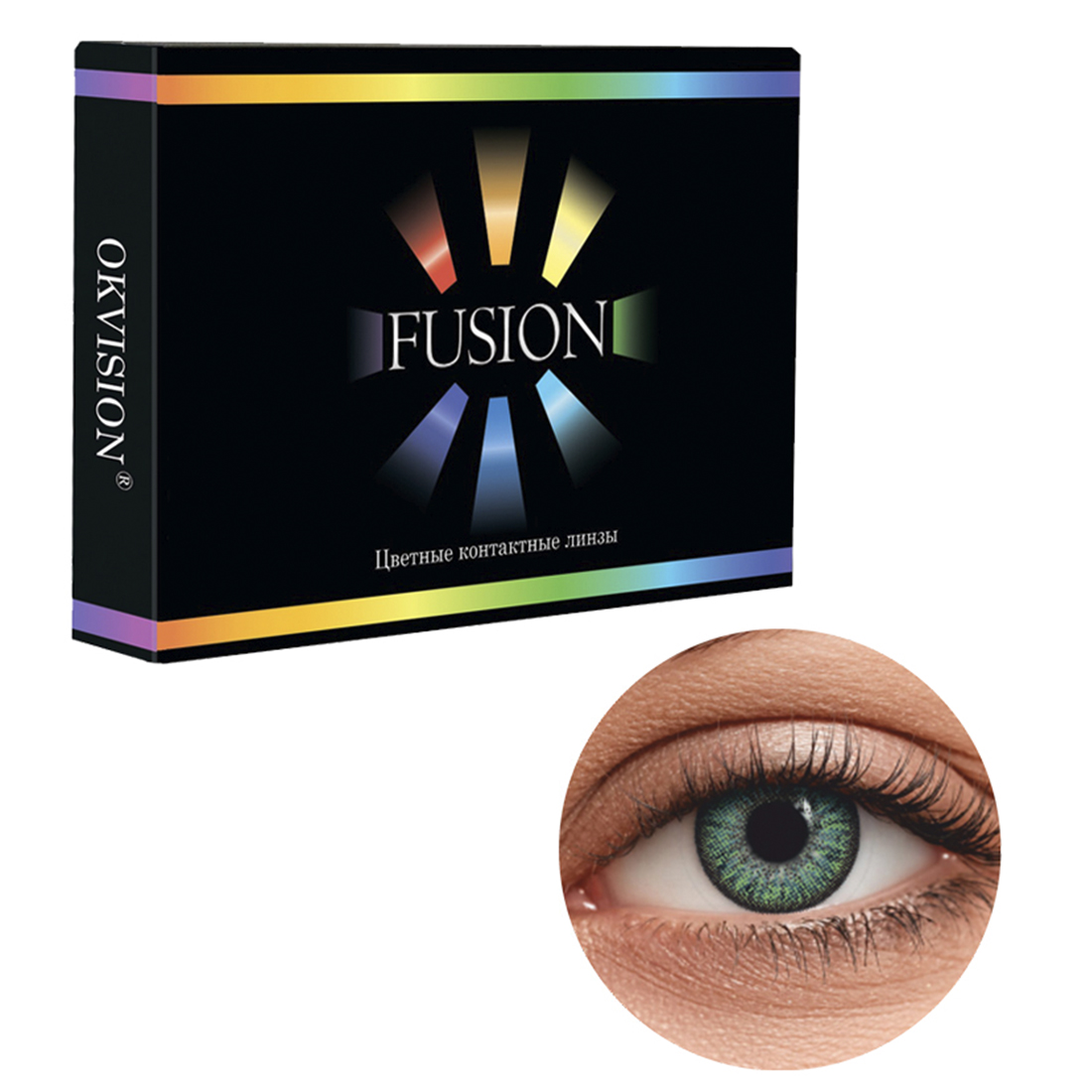 Цветные контактные линзы OKVision Fusion monthly R 8.6 -4.50 цвет Verde 2 шт 1 месяц - фото 1