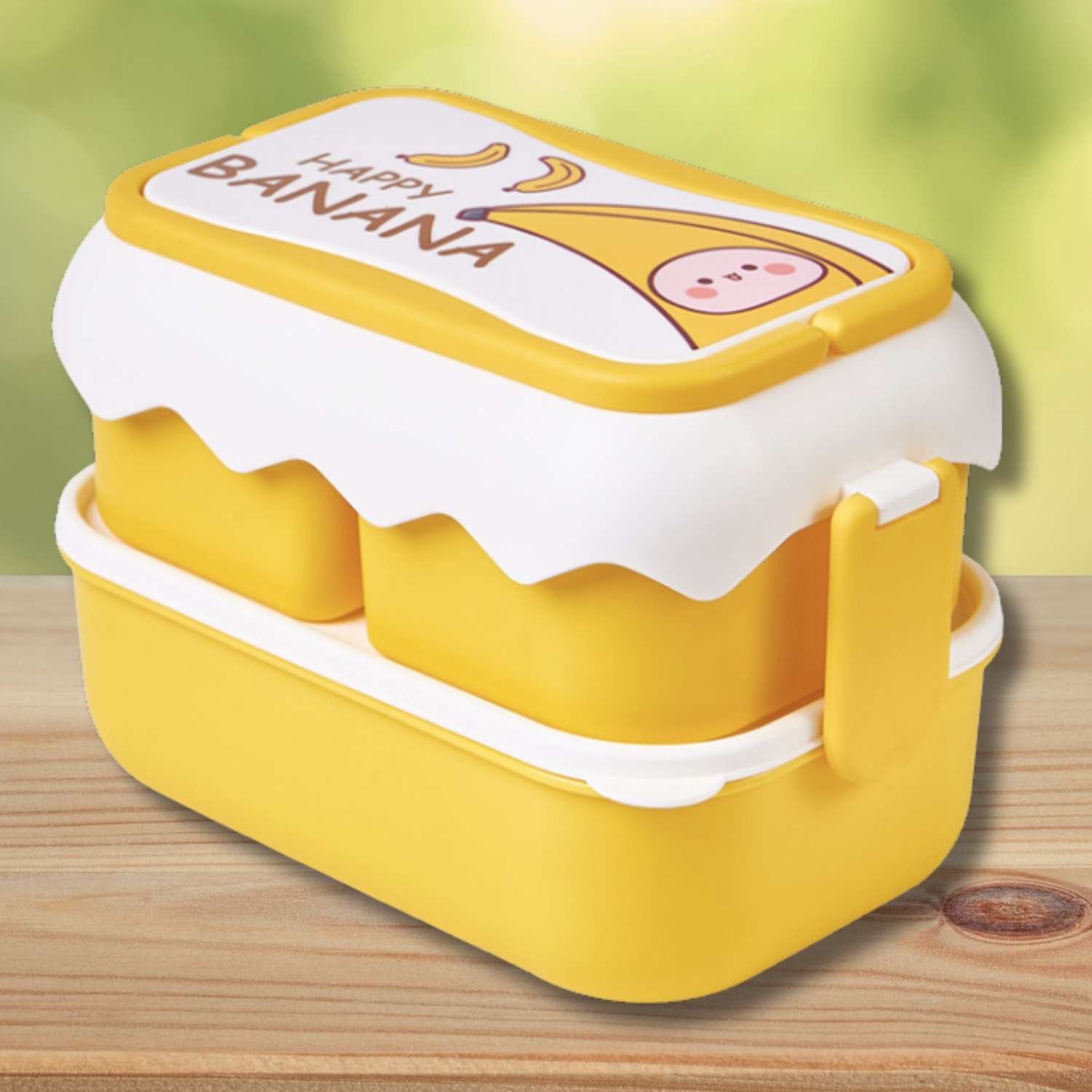 Ланч-бокс контейнер для еды iLikeGift Happy banana с приборами - фото 5