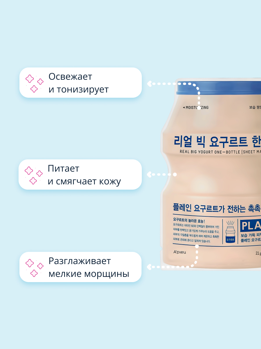 Маска тканевая APieu Yogurt с экстрактом абрикоса освежающая 21 г - фото 3