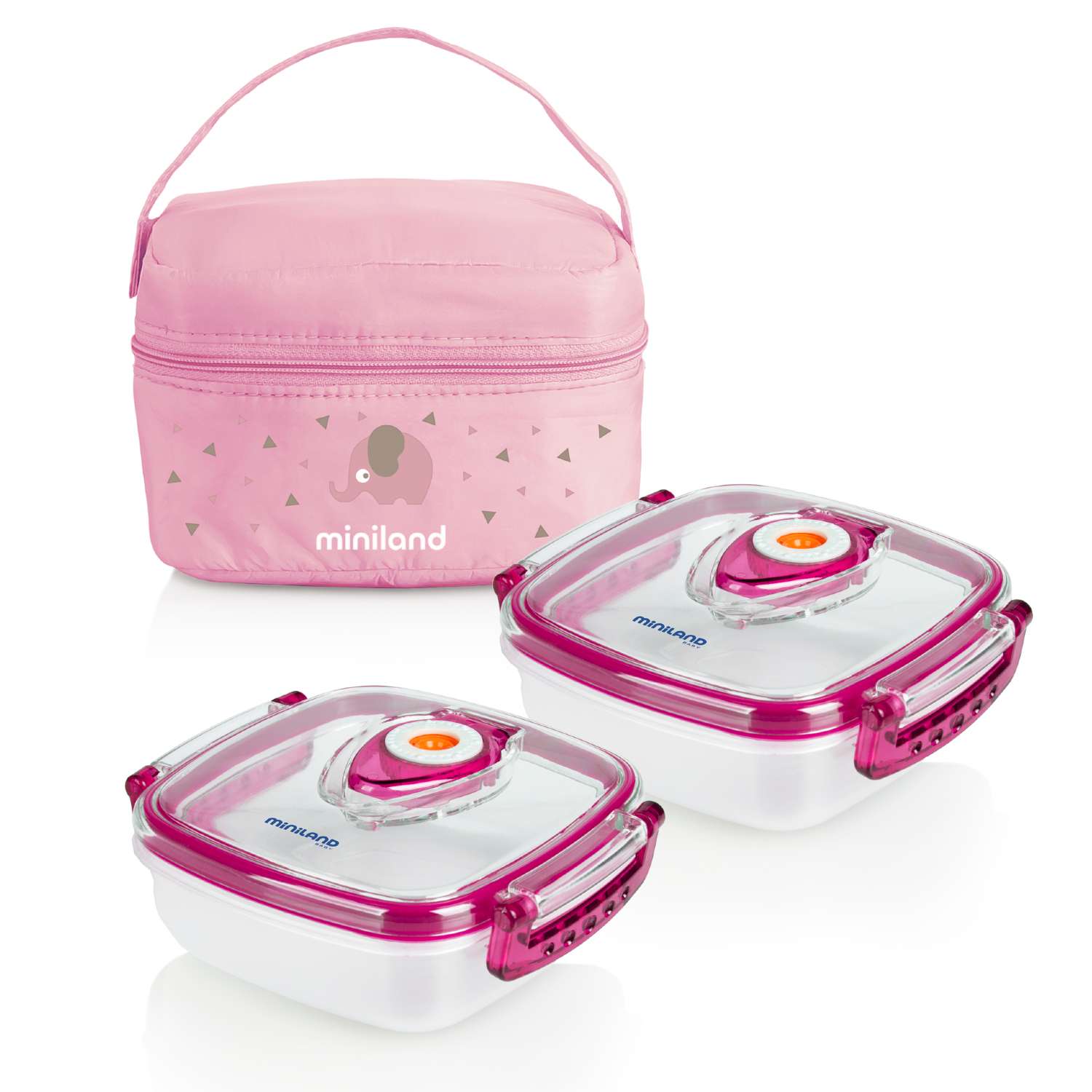 Термосумка Miniland Pack 2 Go HermifFresh с двумя контейнерами розовая - фото 1