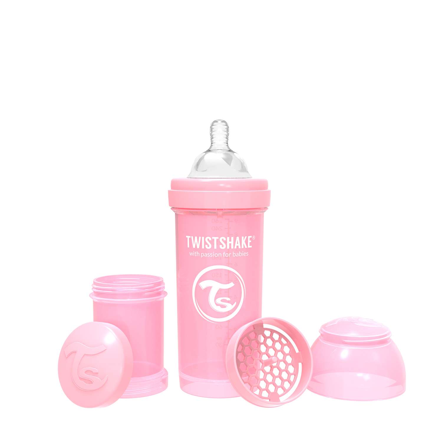 Бутылочка Twistshake Антиколиковая Пастельный розовый 260 мл 2 мес+ - фото 1