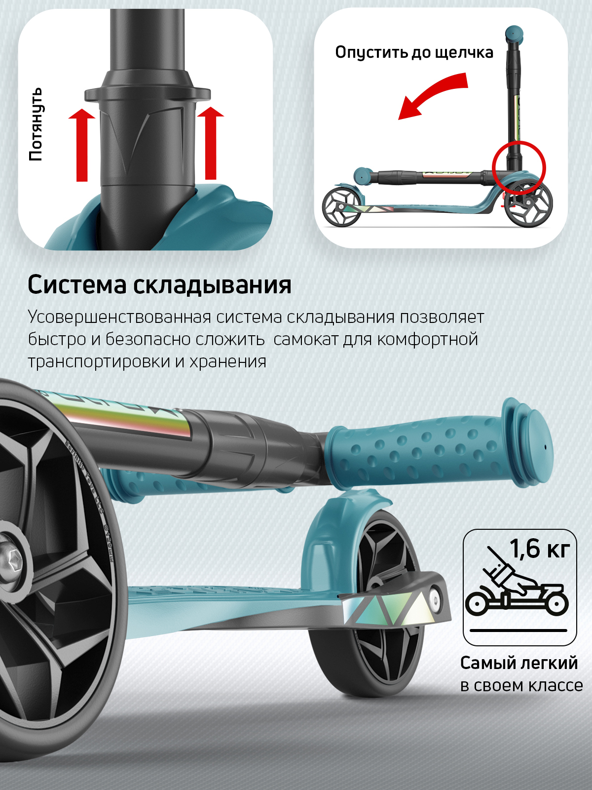 Самокат трехколесный Alfa Mini Buggy Boom бирюзовый - фото 7