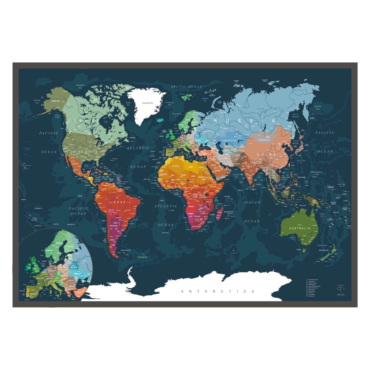 Скретч-карта мира Afi Design Green A1 - 84 х 60 см - фото 2