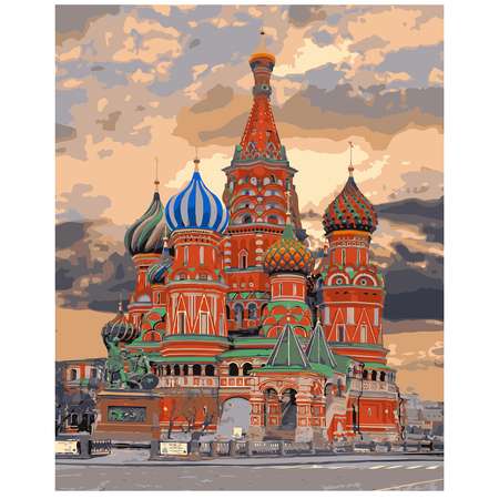 Картина по номерам Рыжий кот Храм Василия Блаженного Москва Х-6648