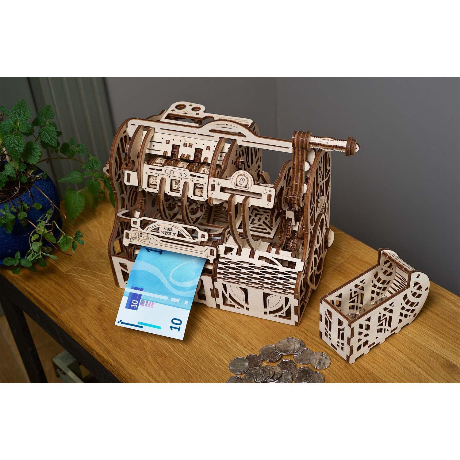 Сборная деревянная модель UGEARS Кассовый аппарат 3D-пазл механический конструктор - фото 12