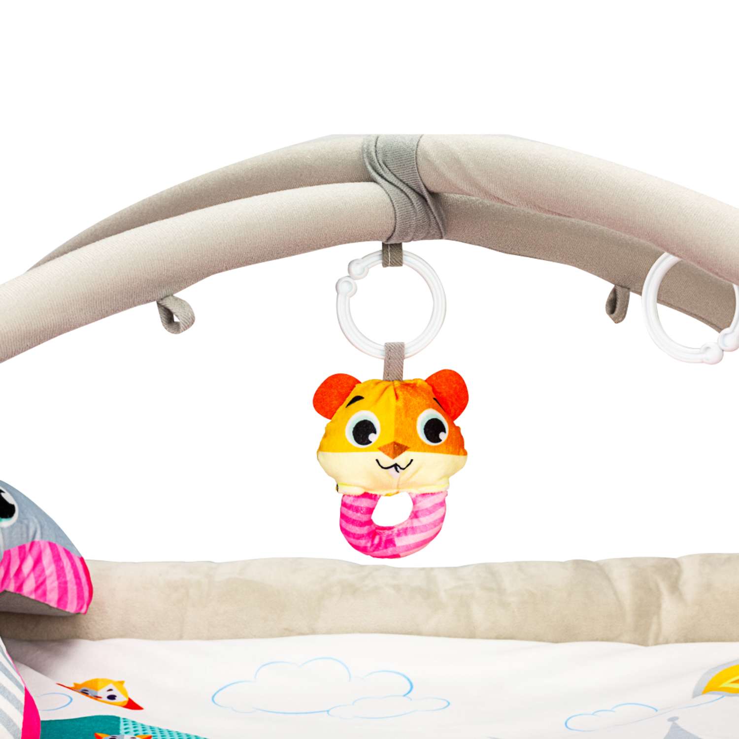 Развивающий игровой коврик Solmax для новорожденных с дугой и игрушками бежевый/розовый - фото 7